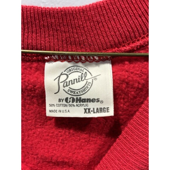 Vintage 90s Let It Snow Snowman Sweatshirt XXLarge Red Made in USA Hanes - Picture 6 of 6